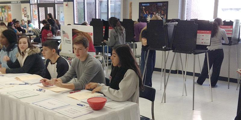 Students at West Chicago High School at Mock Election