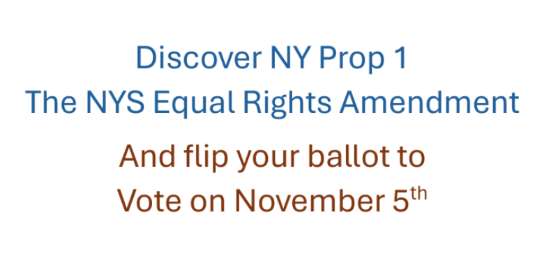 Dicsover NY Prop 1 The NYS Equal Rights Amendment and flip your ballot to vote on November 5th