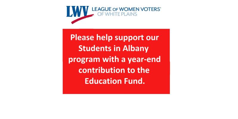 Please help support our Students in Albany program with a year-end contribution to the Education Fund.