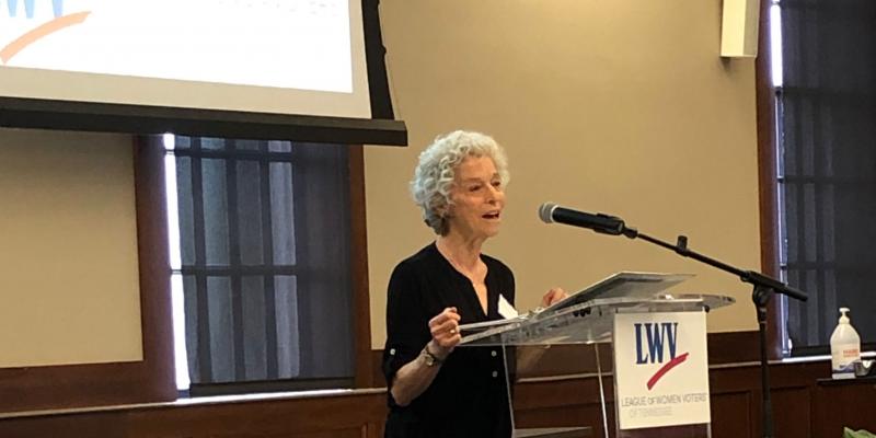 LWV TN President Debby Gould at the lecturn