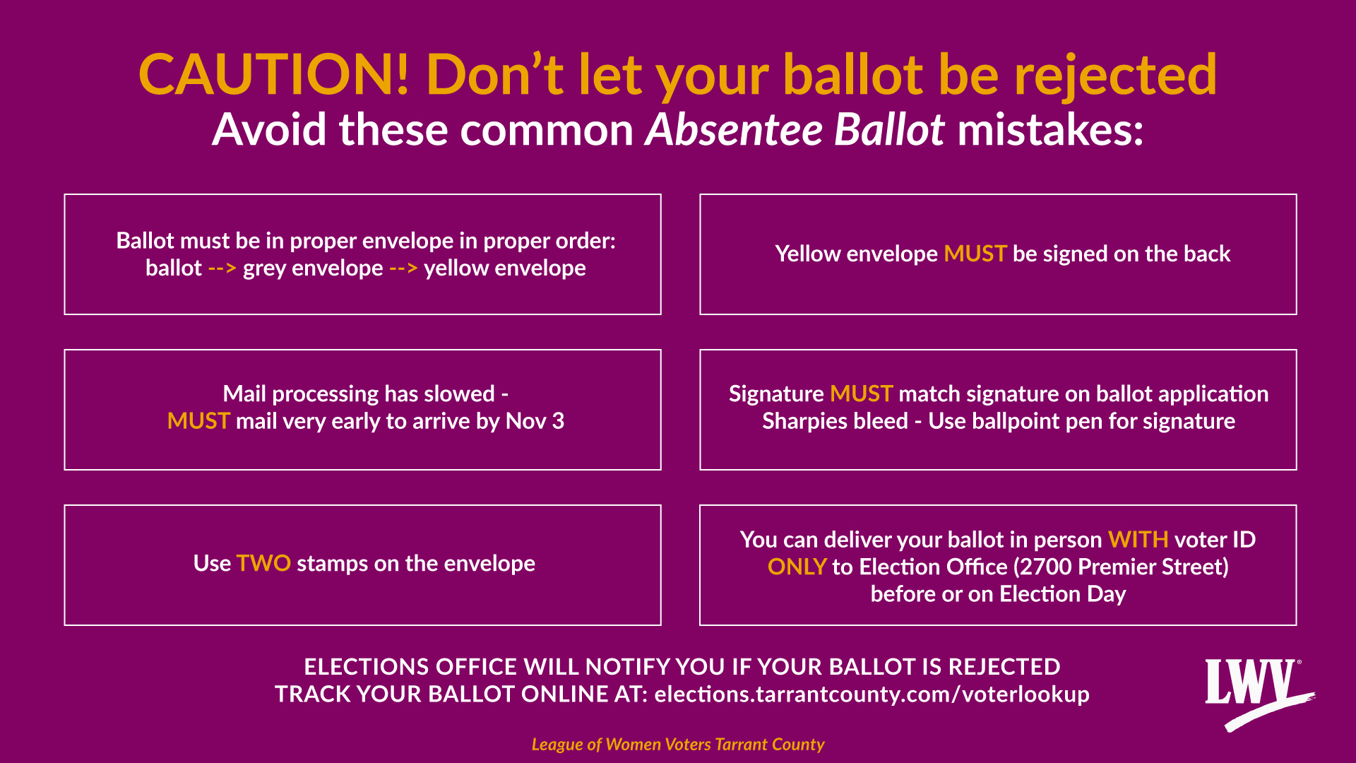 Caution! Don't let your absentee ballot be rejected