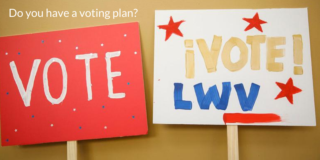 Signs with VOTE and make you plan to vote