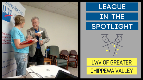 League in the Spotlight: LWV of Greater Chippewa Valley. Picture shows members of the League participating in National Disability Voter Registration Week