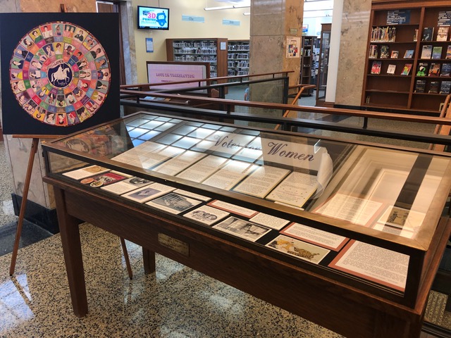 Brookline Library Display of LWV Brookline History Material