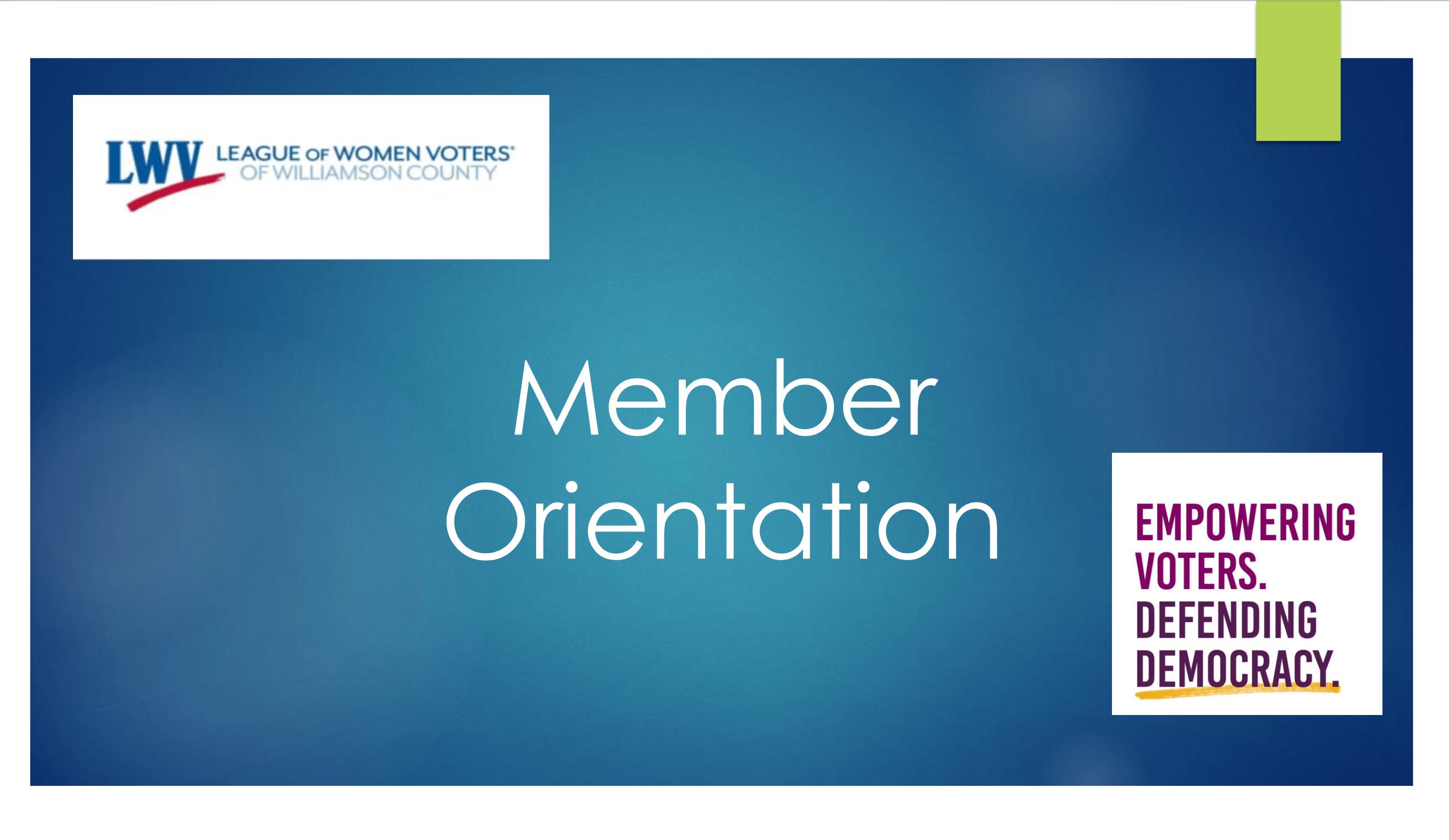 Photo of first orientation slide